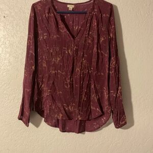 Hinge Women's Floral Red Long Sleeve Top M